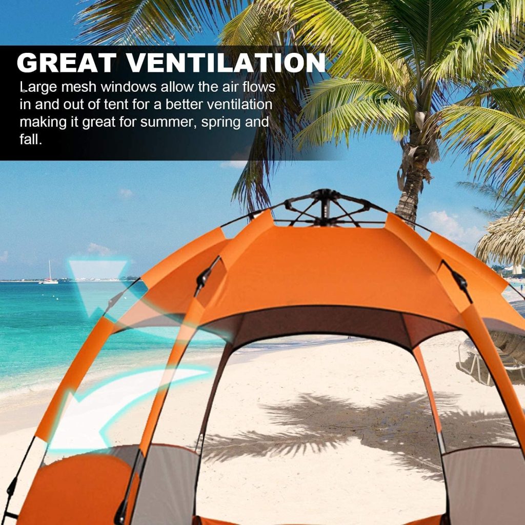 Instant Pop Up Camping Tent Easy Setup Automatic Hydraulic Water Resistant with Rain Fly Portable Lightweight Great for Outdoor Beach Backpacking Hiking
