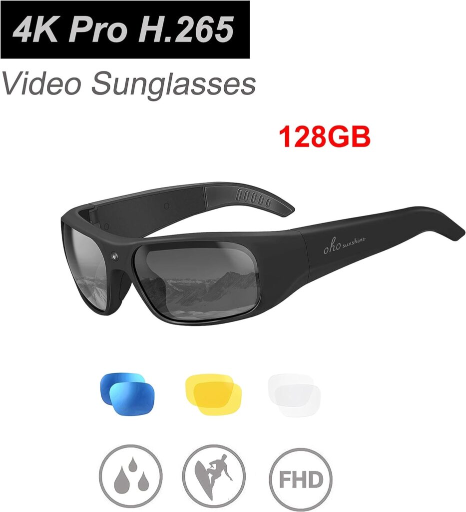 OhO 4K Pro Camera Glasses,24M Resolution H.265 Smart Glasses with Built-in 256GB Memory,UV400 Sunglasses for Outdoor Sport