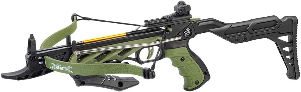80lbs Green Black 225+ FPS Self Cocking Pistol Crossbow + 3pc Arrows Hunting Grip Bow New