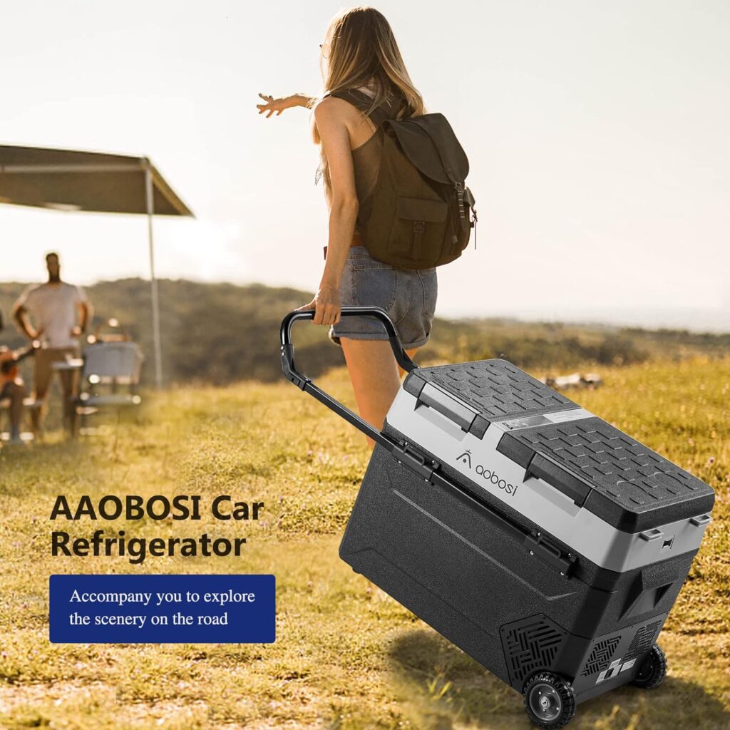 AAOBOSI 12 Volt Car Refrigerator - 48 Quart (45L) WIFI Portable Refrigerator Freezer with Single Zone Control（-4℉-68℉ - Electric Cooler with DC 12/24V and AC 100-240V - Compressor Cooler