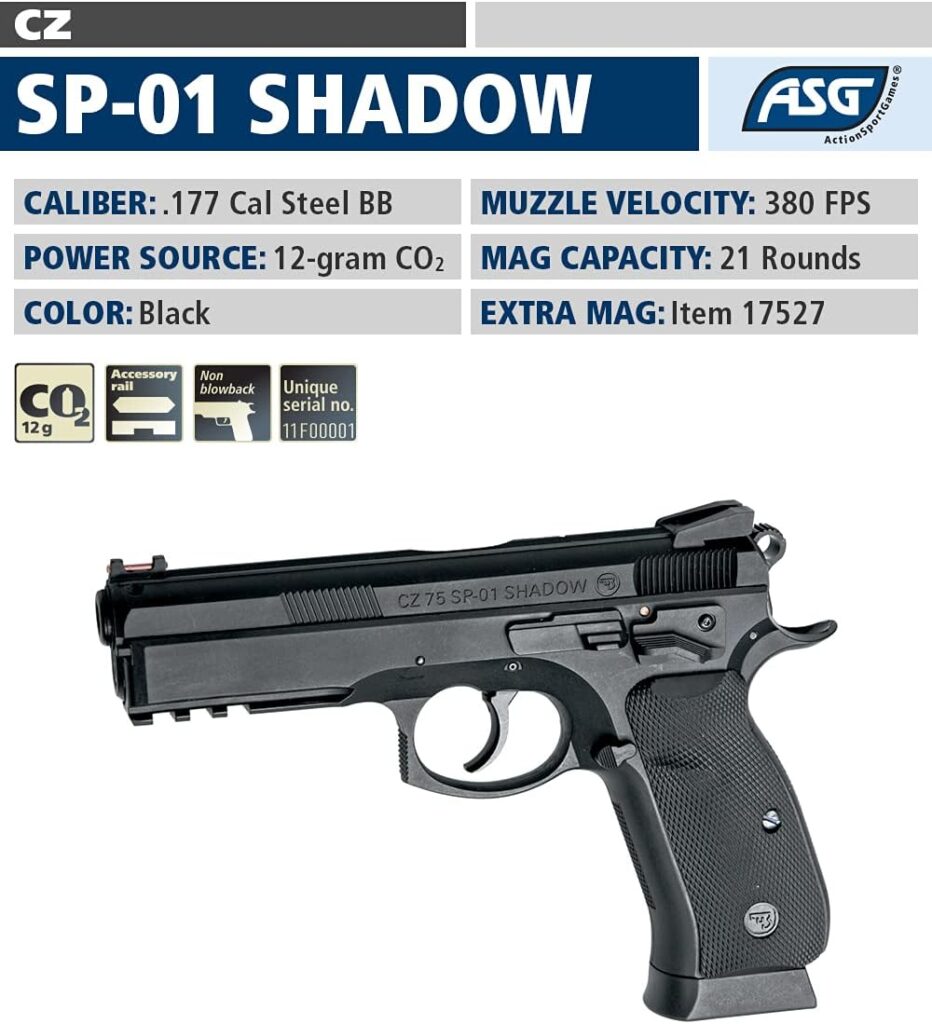 ASG CZ SP-01 Shadow .177 Caliber Steel BB Gun Air Pistol