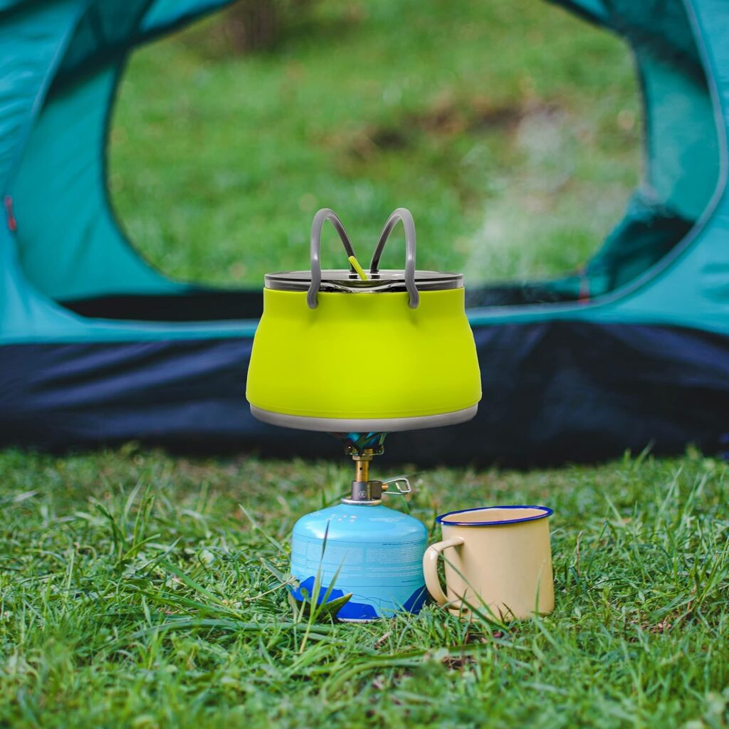 Collapsible Camping Kettle for Hiking, Backpacking  Outdoors 1 Liter Capacity with Silicone Trivet Included