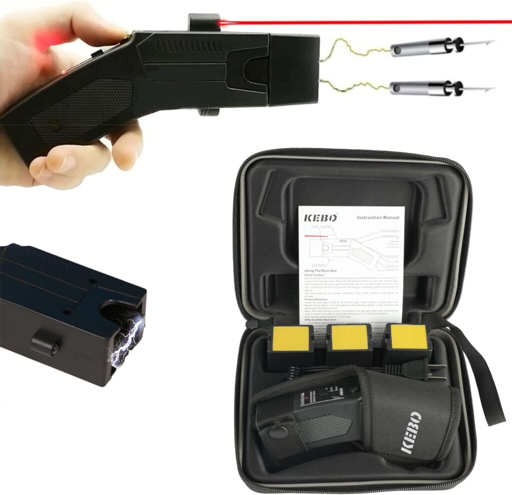 KEBO Self-Defense Heavy Duty Stun Gun for Men  Women,15 Foot Range,1.60 µC Painful Charge,LED Flashlight,Safety Switch