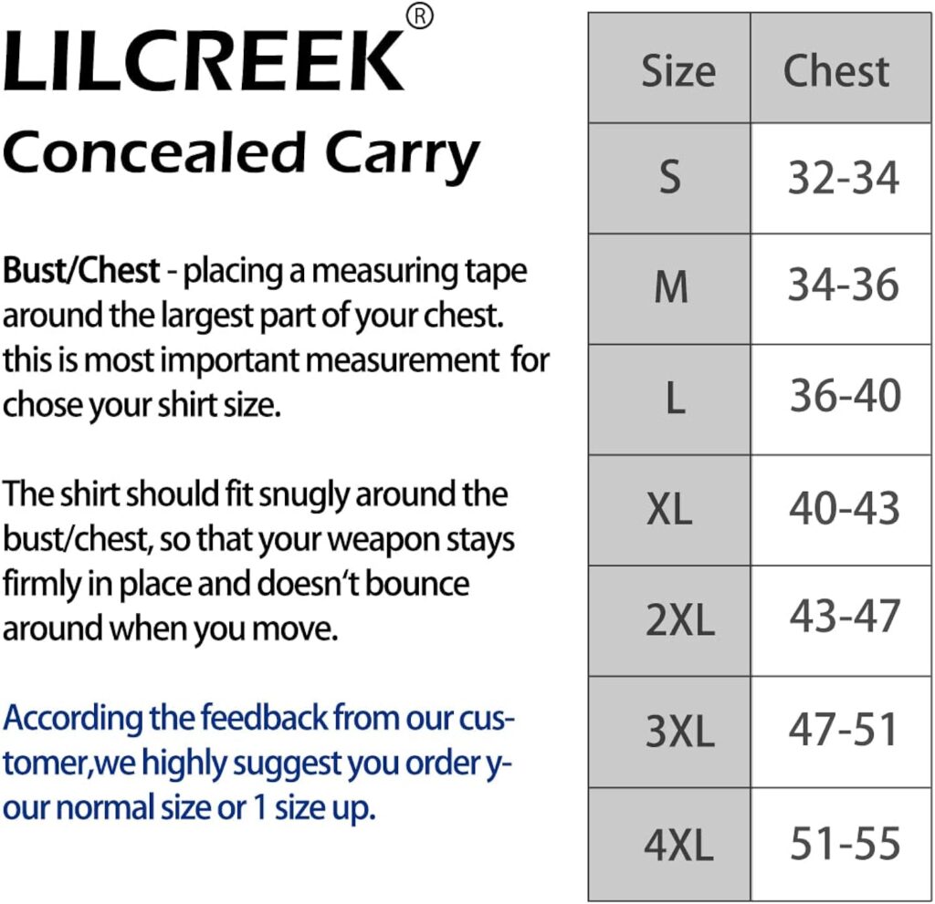 Lilcreek Conceal Carry Shirts for Men,Concealed Carry t-Shirt Holster,Conceal Carry Holster for Men
