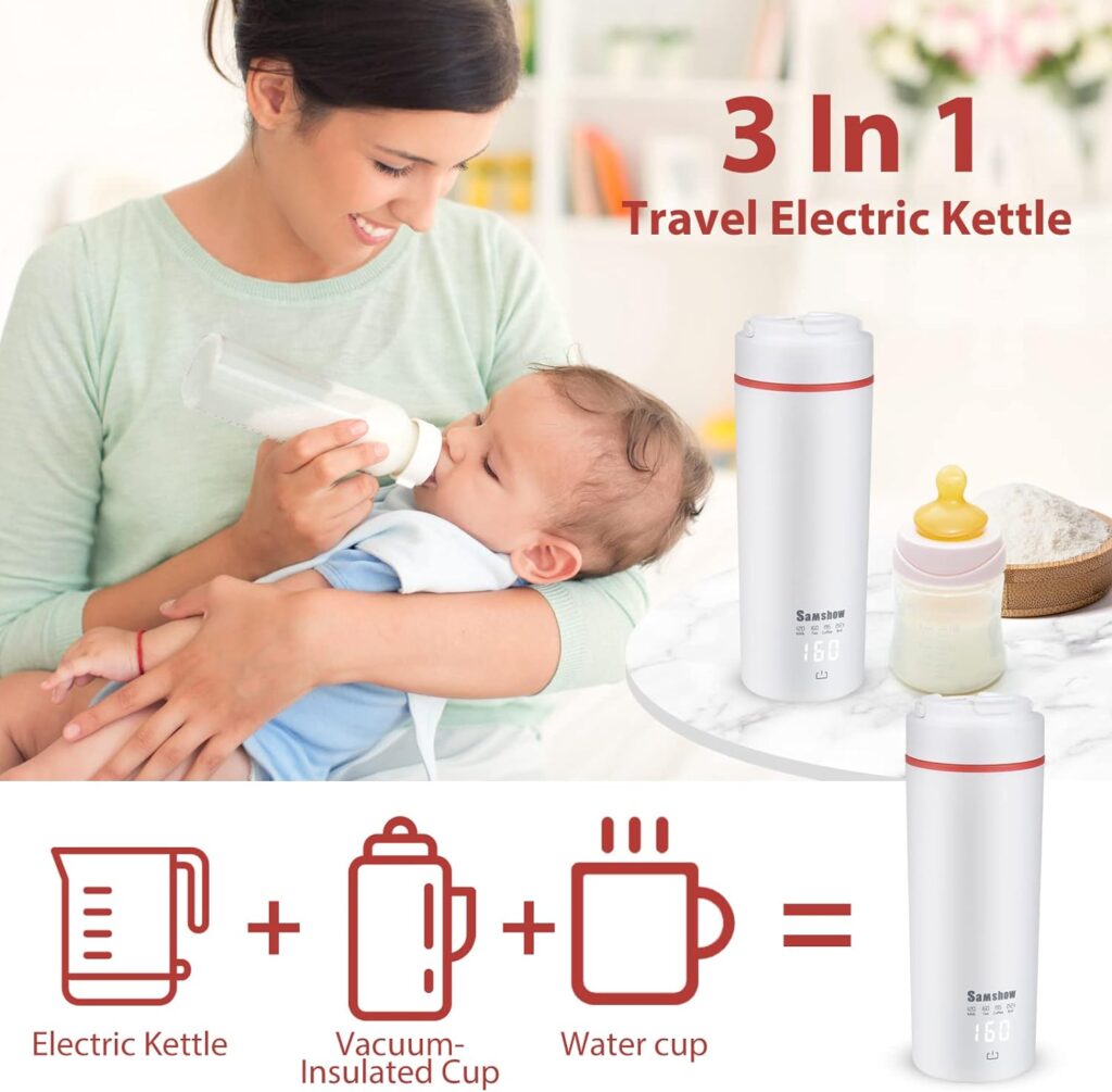 Portable Kettle Electric Travel Kettle small/Mini Tea Kettle Electric Water Boiler With 4 Smart Tempe Preset and Keep Warm, Hot Water boiler Kettle Electric 316 Stainless Steel with Auto Shut-Off