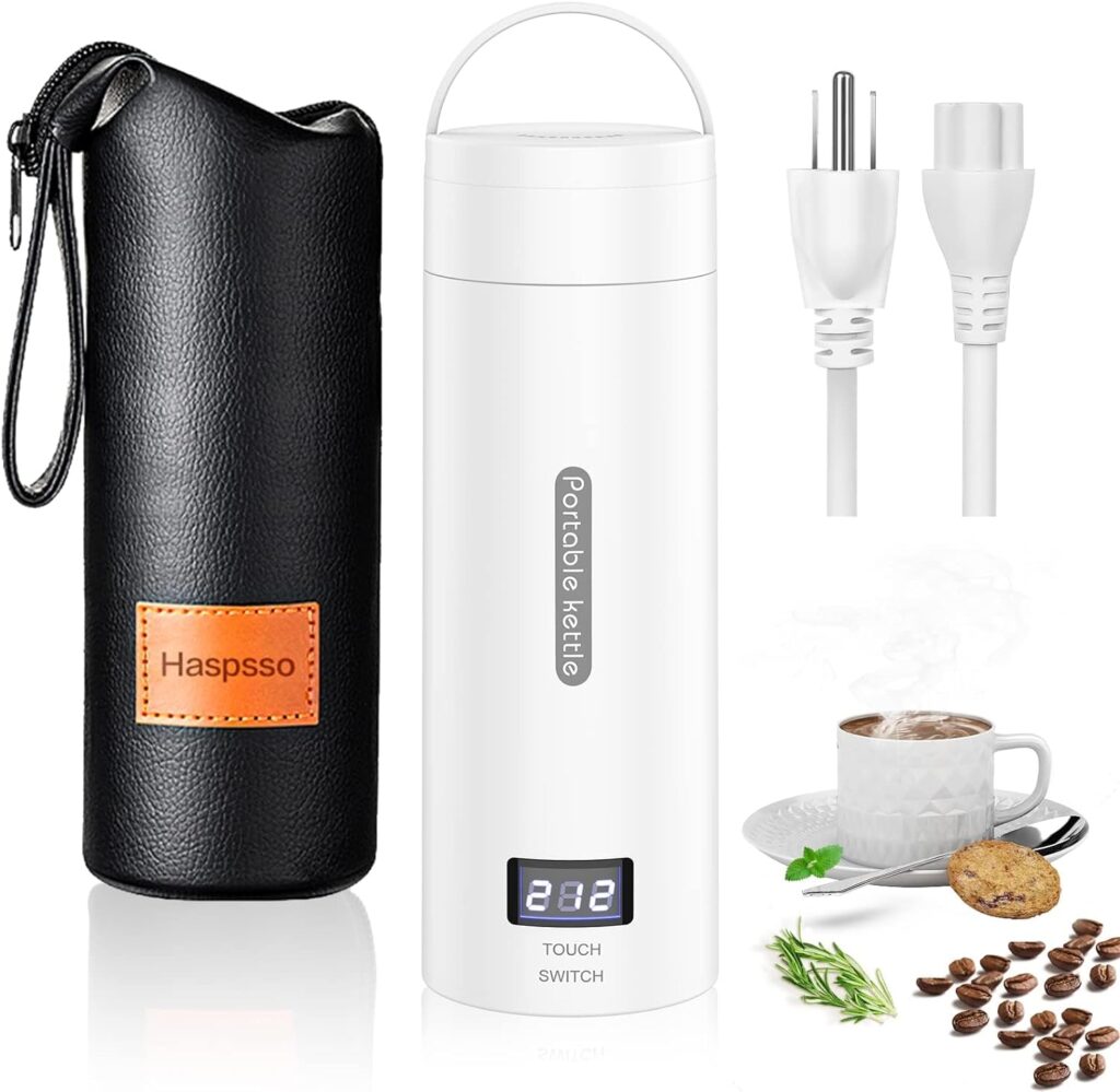 Travel Electric Kettle - Small Portable Mini Tea Coffee Hot Water Kettle Water Boiler for Travel  Work with Cup Bag, 304 Stainless Steel, 4 Temperature Controls, Auto Shut Off  Boil Dry Protection