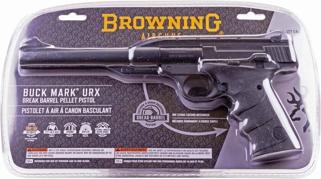 Umarex Browning Buck Mark URX Single Shot Break Barrel .177 Caliber Pellet Gun Air Pistol