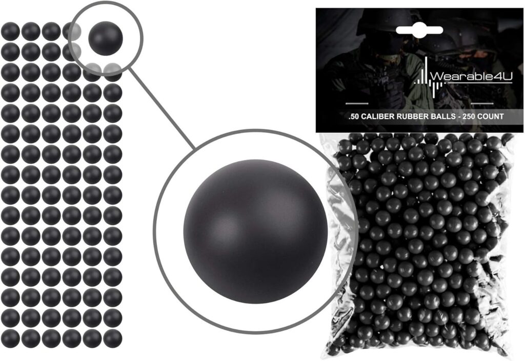 Wearable4U .43 Cal or .50 Cal or .68 Cal Rubber Balls New Reusable Training Soft Rubber Balls for Paintball Guns