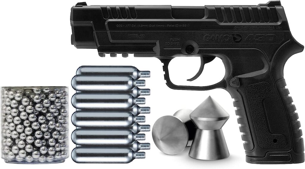 YtdSports Bundle Kit for Gamo P-430 Dual Ammo BB Pellet Pistol Bundle. 495 FPS Air Pistol+10 PK CO2+ 500 Pointed Pellets+ 1800 Premium Steel BBS