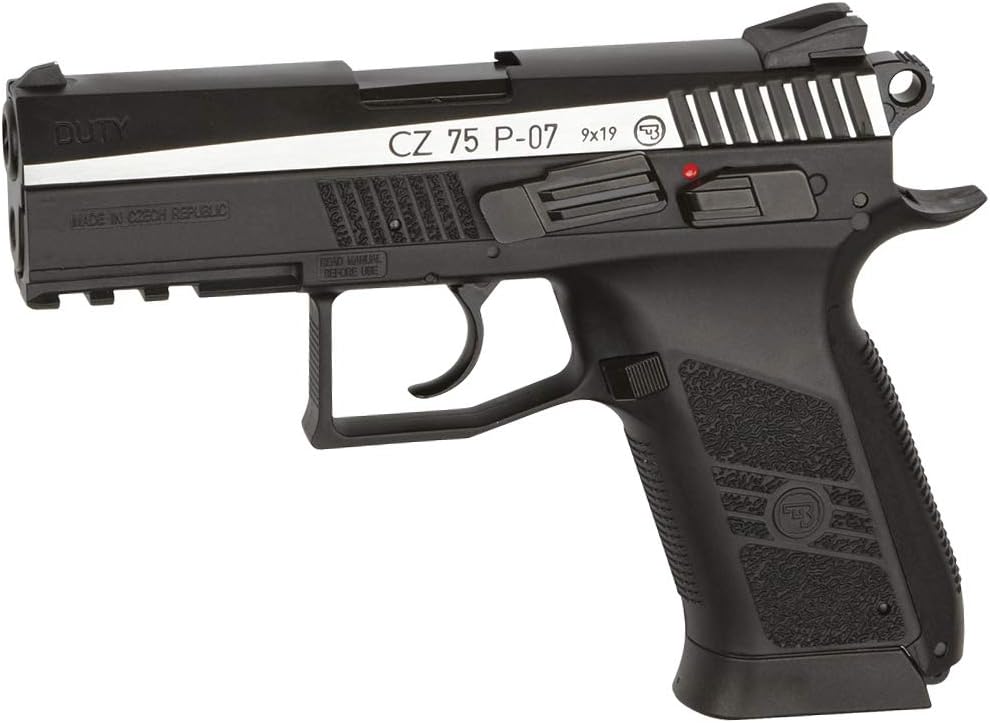 ASG CZ 75 P-07 Duty Black and Two-Tone CO2 BB Gun Pistol .177 Cal Steel, Blowback and Non-Blowback