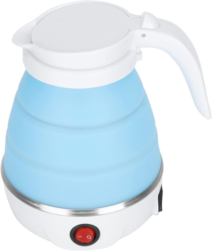 Folding Water Boiler Portable Teakettle 110V Silicone Stainless Steel Household Kettle Electric 400W 600W Boiler Home for Kettle Water Boiler Electronic (Blue)