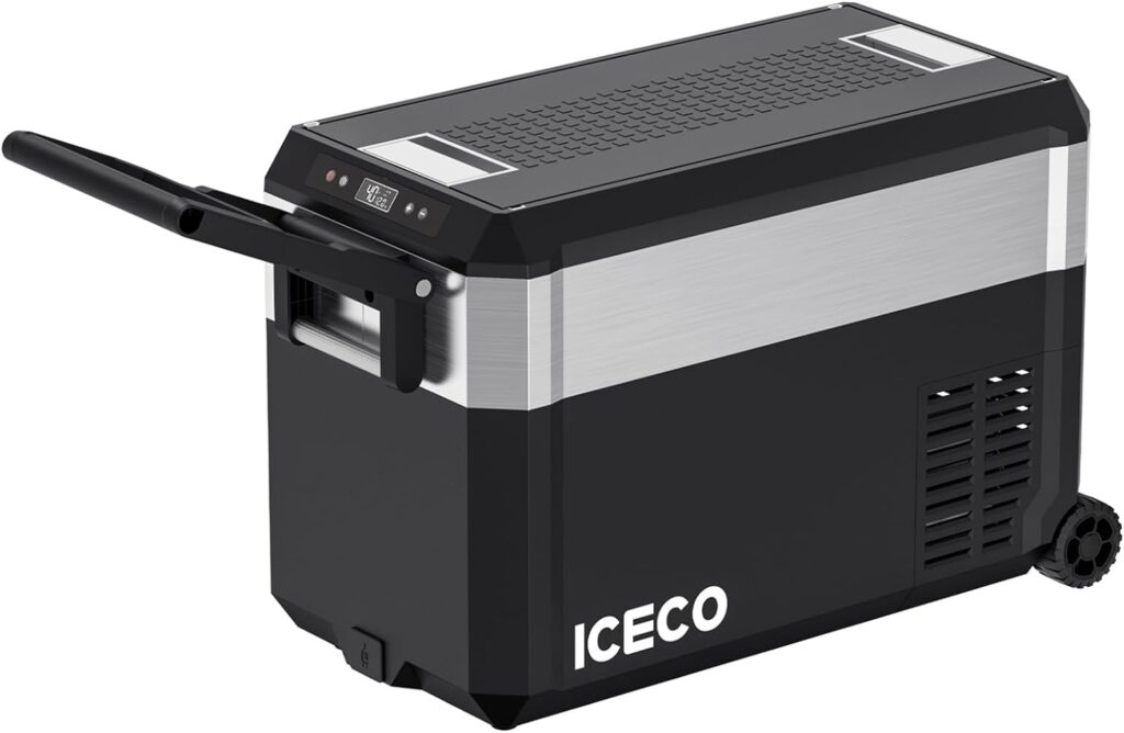 ICECO JP40 Pro 12 Volt Car Refrigerator, Portable Freezer for Camping, Car Fridge with Secop Compressor, portable refrigerator for Car  Home, DC 12/24V, AC 110/240V, Multi-directional Lid