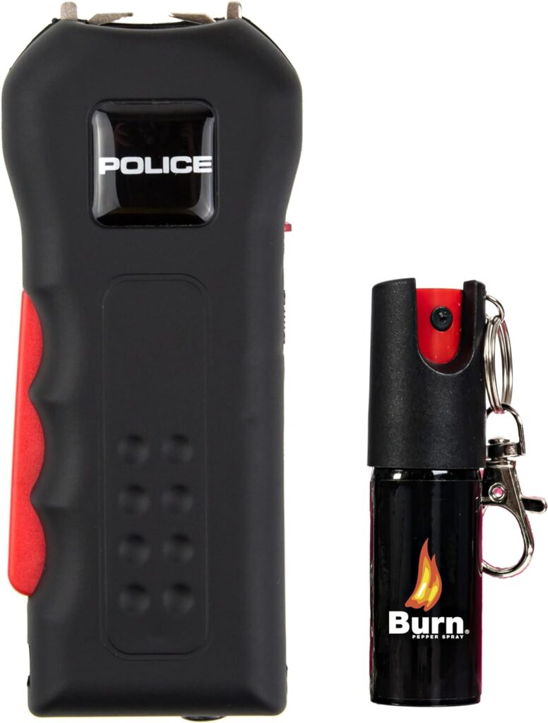 Police Stun Gun Burn Pepper Spray Combo Women Men Self Defense - 512 Black