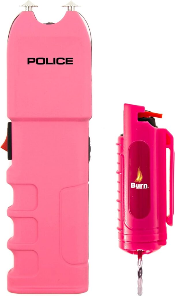 Police Stun Gun Burn Pepper Spray Combo Women Men Self Defense - 928 Pink