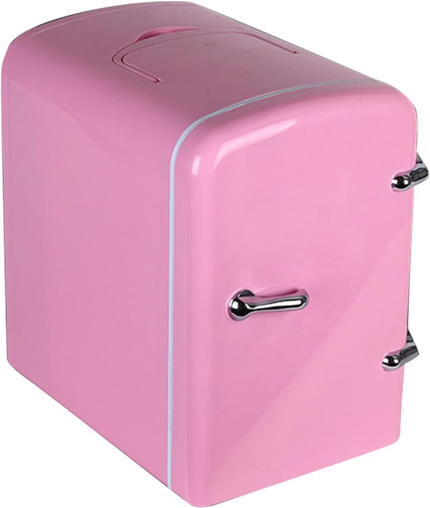 qczoyp Mini Fridge Cooler and Warmer, 4 Liter Portable Thermoelectric Fridge for Skincare, Beauty Fridge for Foods, Cosmetics, Snacks, Bedroom Vanity, Home  Travel (Pink)