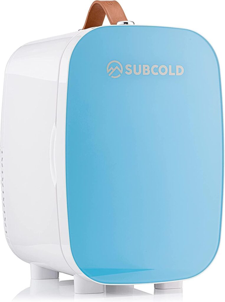 Subcold Pro6 Luxury Mini Fridge Cooler 6 Litre / 8 Cans AC  Exclusive USB Power Option Small Portable Fridge For The Office, Bedroom, Car, Skincare  Cosmetics Blue