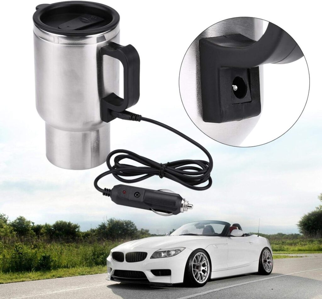 for mini electric kettle Gorgeri 12V Car Kettle, 450ml Electric In-car Stainless Steel Car Kettle Cup Travel Heating Cup Coffee Tea Car Cup Mug