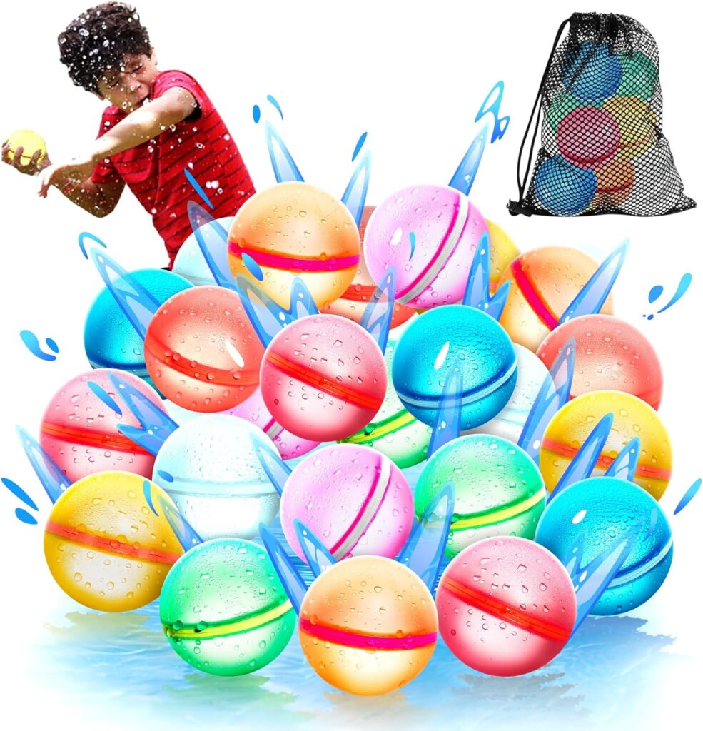 【8 Pack】Magnetic Reusable Water Balloons Fast Refillable for Kids Outdoor Activities, latex-free Kids Pool Beach Bath Toys, Self-Sealing Water Bomb Quick Fill for Summer Games