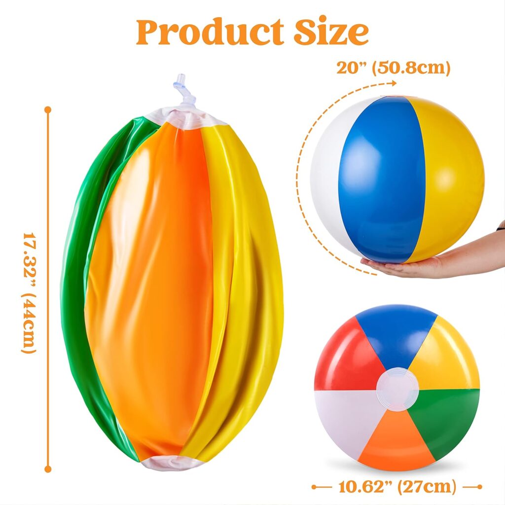 JOYIN 4-Pack 20 Beach Balls - Large Rainbow Beach Ball Inflatable Pool Toys for Party Supplies Decorations, Adults Kids Birthday Luau Summer Beach Water Games Beachball Party Favors