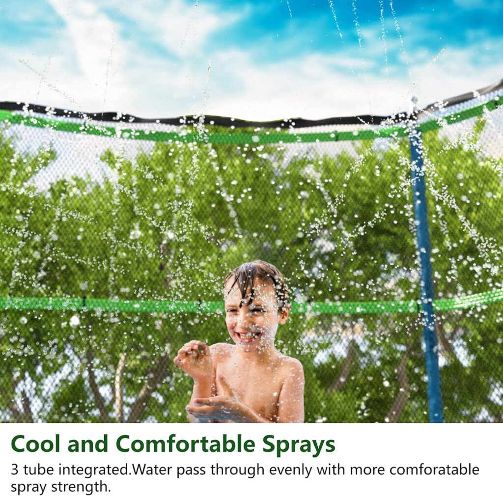 Jasonwell Trampoline Sprinkler Kids Outdside: Trampoline Accessories Waterpark Tropical Party Summer Outdoor Fun Water Games Toys Sprinklers Backyard Water Park Activity Toy for Kids Boys Girls (39FT)